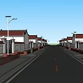 Urban Road Infrastructure With Yellow Dividing Lines Street Lamps Trees And Pedestrians