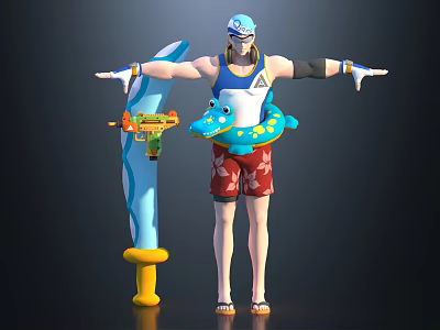 Gunner Shooter Warrior Samurai Soldier Guard Assassin Killer Pistol Plainclothes Agent Handsome Gunner Times Warrior Swimsuit Warrior 3d model