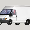 White Cargo Van Side View With Black Wheels And Side Window Details