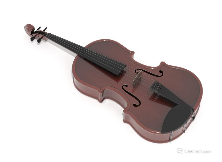High Quality Handmade Brown Wooden Violin With Strings For Classical Music Performance 3d model