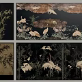 Decorative Paintings With Bamboo And Cranes For Elegant Interior Wall Art