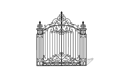 European-style gate double-open wrought iron gate 3d model