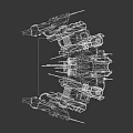 Advanced Futuristic Sci-Fi Spaceship With Intricate Mechanical Structures And Green Lights 3d model
