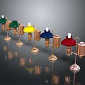 Colorful Assorted Candle Lamps With Colored Shades And Metal Bases Decorative Design