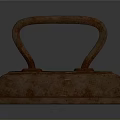 Rusty Vintage Clothes Iron With Curved Handle And Weathered Metal Surface