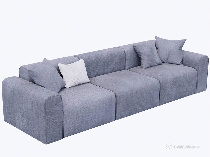 Modern Gray Fabric Sectional Sofa With Comfortable Cushions And Spacious Design 3d model