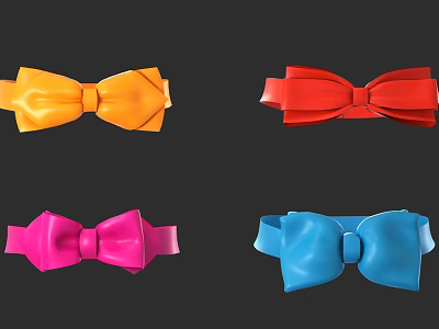 Colorful Decorative Bow Ties In Orange Red Pink And Blue For Daily Use 3d model
