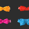 Colorful Decorative Bow Ties In Orange Red Pink And Blue For Daily Use