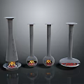 Gray Vertical Heaters with Various Designs and Flame Effect at Bottom for Home Use