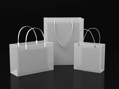 Transparent Shopping Bags With Handles In Various Sizes And Minimalist Design 3d model