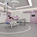 Modern Operating Room Interior With Surgical Table Lights And Medical Equipment
