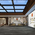 Traditional Chinese Style Haidaige Yintang Lobby With Reception Desk And Landscape Paintings