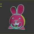 Playful Pink Cartoon Rabbit Character With Big Ears And Yellow Edges Decorative Toy