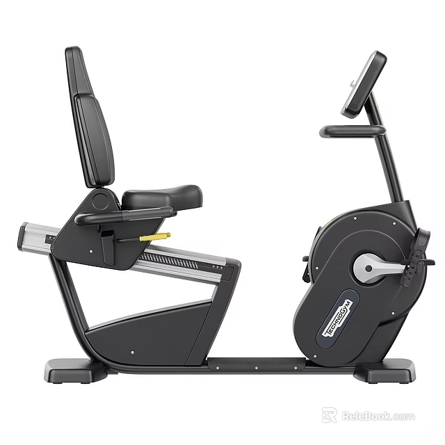 Black Stationary Exercise Bike With Adjustable Seat Backrest And Digital Display For Home Gym Fitness 3d model 