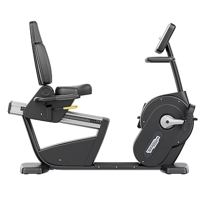 Black Stationary Exercise Bike With Adjustable Seat Backrest And Digital Display For Home Gym Fitness 3d model