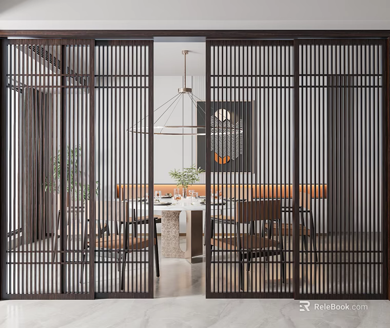 Modern Sliding Door Design For Interior With Wooden Frame And Glass Panel 3d model 