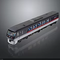 Modern Streamlined Train Exterior With Silver White Red Stripes And Windows