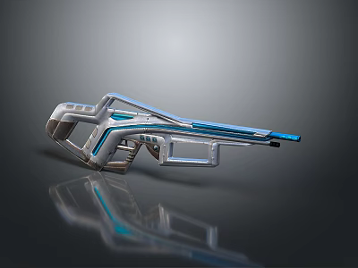 Futuristic Silver Blue Sci Fi Weapon With Sleek Metallic Design And Streamlined Structure 3d model