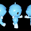 Three Blue Cartoon Toy Dolls With Different Poses And Adorable Design
