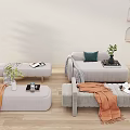 Modern Sofa Stool Cream Bed End Stool Sofa Stool Low Stool Shoe Changing Stool 3d model