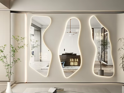 Unique Shaped Modern Mirrors With LED Lighting For Interior Decor Reflections 3d model