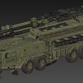 Military Green Self Propelled Artillery Weapon with Large Caliber Cannon and Multi Wheeled Chassis Design