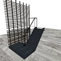 Black Staircase With Vertical Grille Structure And Marble Floor Wall Art 3d model