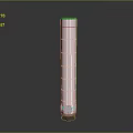 White Cylindrical Filter Cartridge With Yellow Stripes And Bottom Base