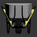 Sturdy Metal Wheelbarrow With Yellow Handles And Black Wheel For Garden Use