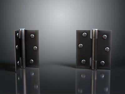 Durable Black Metal Hinges With Round Screws For Furniture Sturdy Design 3d model