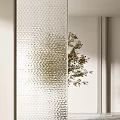 Elegant Modern Glass Partition With Geometric Patterns For Home Interior Design 3d model