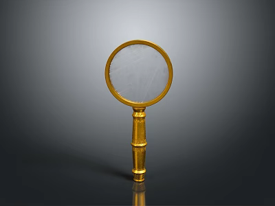 Vintage Golden Magnifying Glass With Ornate Handle And Clear Lens 3d model