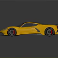 Yellow Sports Car With Black Roof Sleek Design Black Wheels And Rear Spoiler
