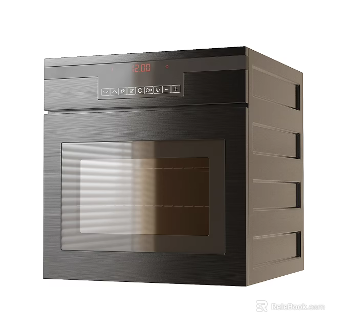 Modern Black Kitchen Appliance Oven with Digital Display and Glass Door 3d model 