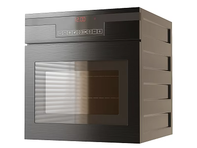Modern Black Kitchen Appliance Oven with Digital Display and Glass Door 3d model