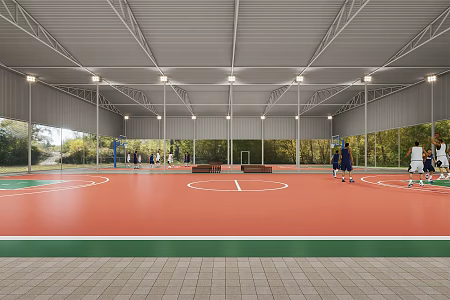 modern basketball court 3d model