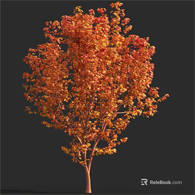 Lush Arbor with Vibrant Orange Red Autumn Leaves in Natural Garden Landscape 3d model 
