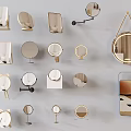 Cream Makeup Mirror Dressing Mirror Full-length Mirror Floor Mirror Hanging Mirror Bathroom Mirror 3d model
