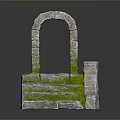 Ancient Stone Landscape Featuring Archway Stone Steps And Lush Green Moss On Historic Stone Structure