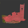 Ancient Ruined Stone Brick Tower With Bell Opening And Green Vegetation Vines