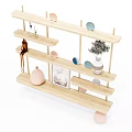 Modern display rack solid wood display rack 3d model