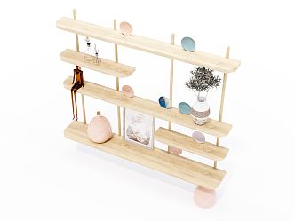 Modern display rack solid wood display rack 3d model