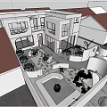 Detached Villa with White Architecture Outdoor Courtyard and Outdoor Furniture Green Plants