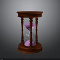 Red Wooden Hourglass Design With Pink Sand And Elegant Frame Structure