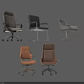 Various Designed Office Chairs in Black White Brown with Wheels and Different Materials