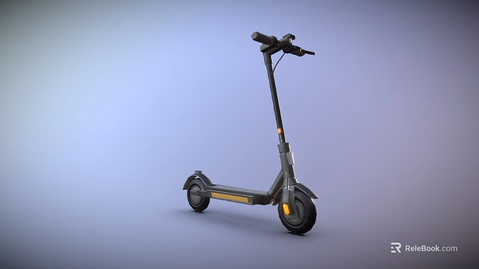 Black Electric Scooter With Yellow Wheel Accents And Modern Urban Design 3d model 