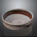 Ceramic Bowl With Red And Gray Rough Textured Round Shaped Surface 3d model