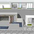 Modern Entrance Gate Architectural Design With Green Plants And Glass Elements