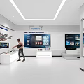 Modern Exhibition Hall Interior With Multiple Display Screens And Interactive Exhibits Layout