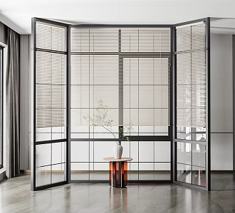 Modern floor-to-ceiling window blinds 3d model